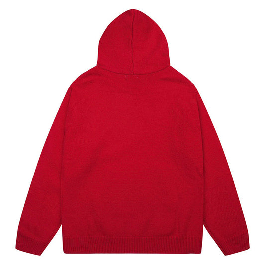 AMRI Red Core Knitted Sweater Hoodie