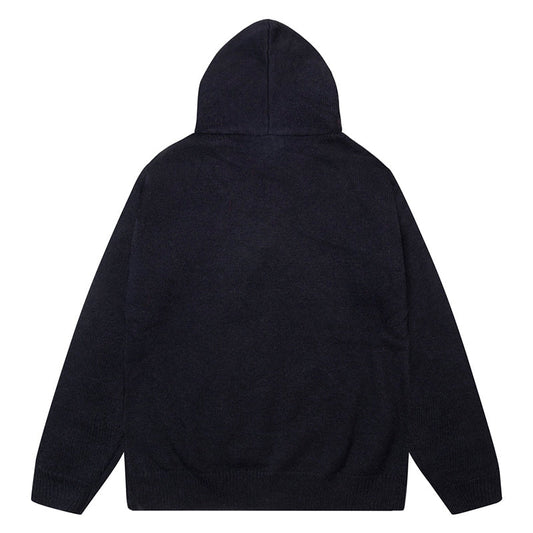 AMRI Black Core Knitted Sweater Hoodie