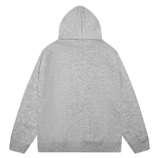 AMRI Grey Core Knitted Sweater Hoodie