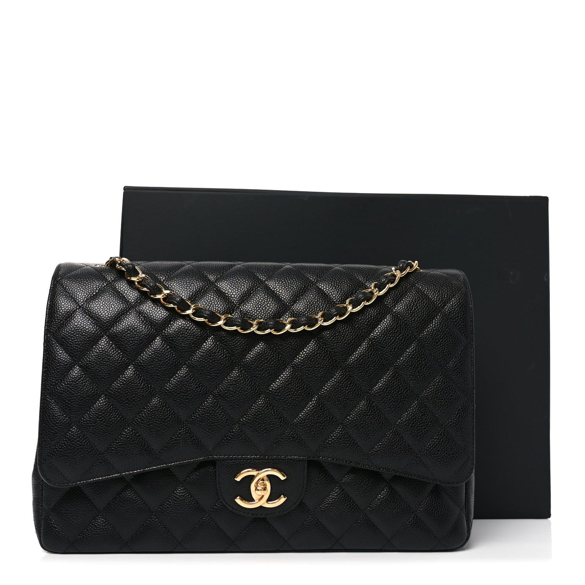 Caviar Quilted Maxi Double Flap Black