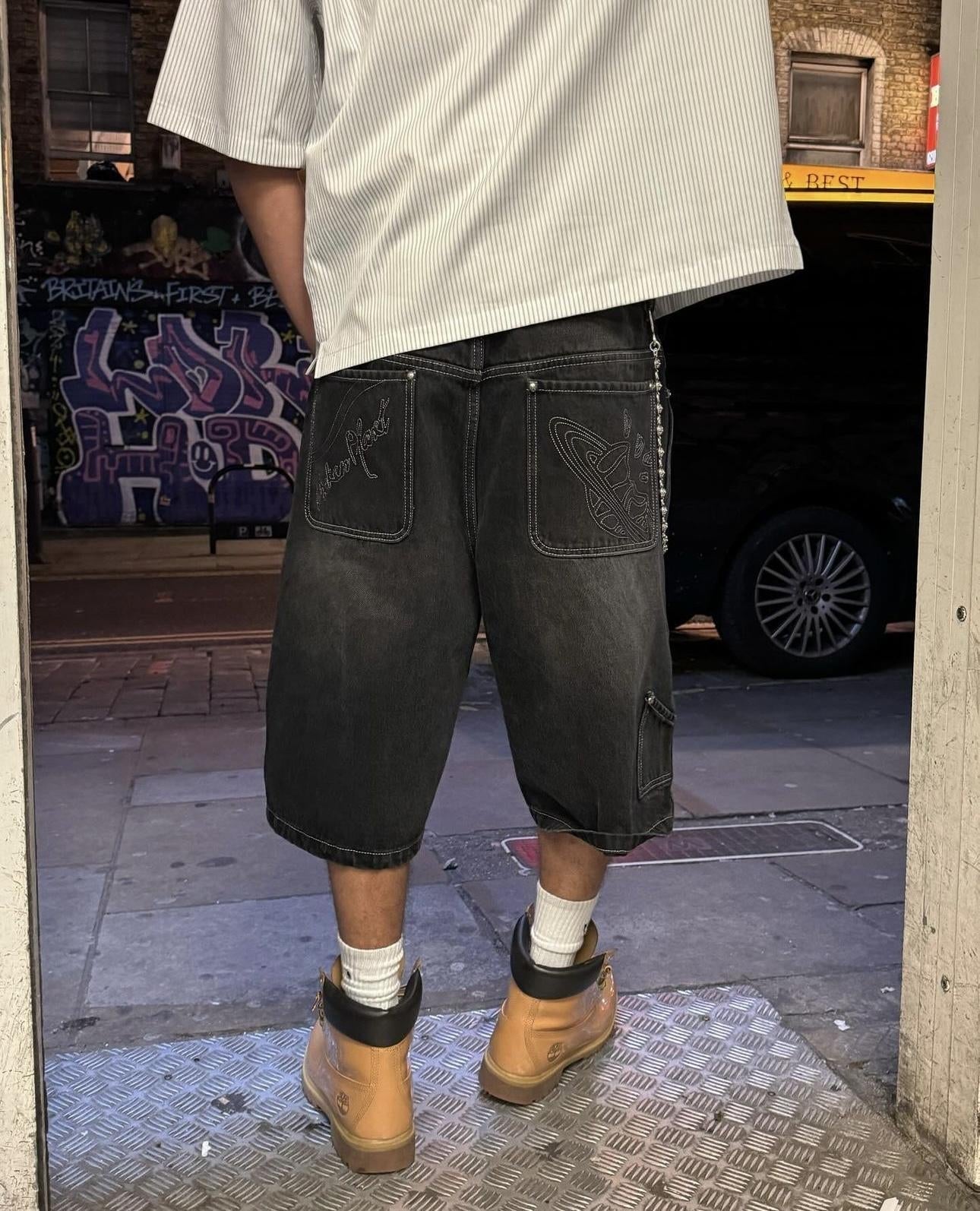 Broken P Denim Jeans Shorts