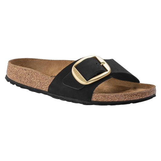 Birkenstock Madrid Big Buckle Nubuck Leather in Black
