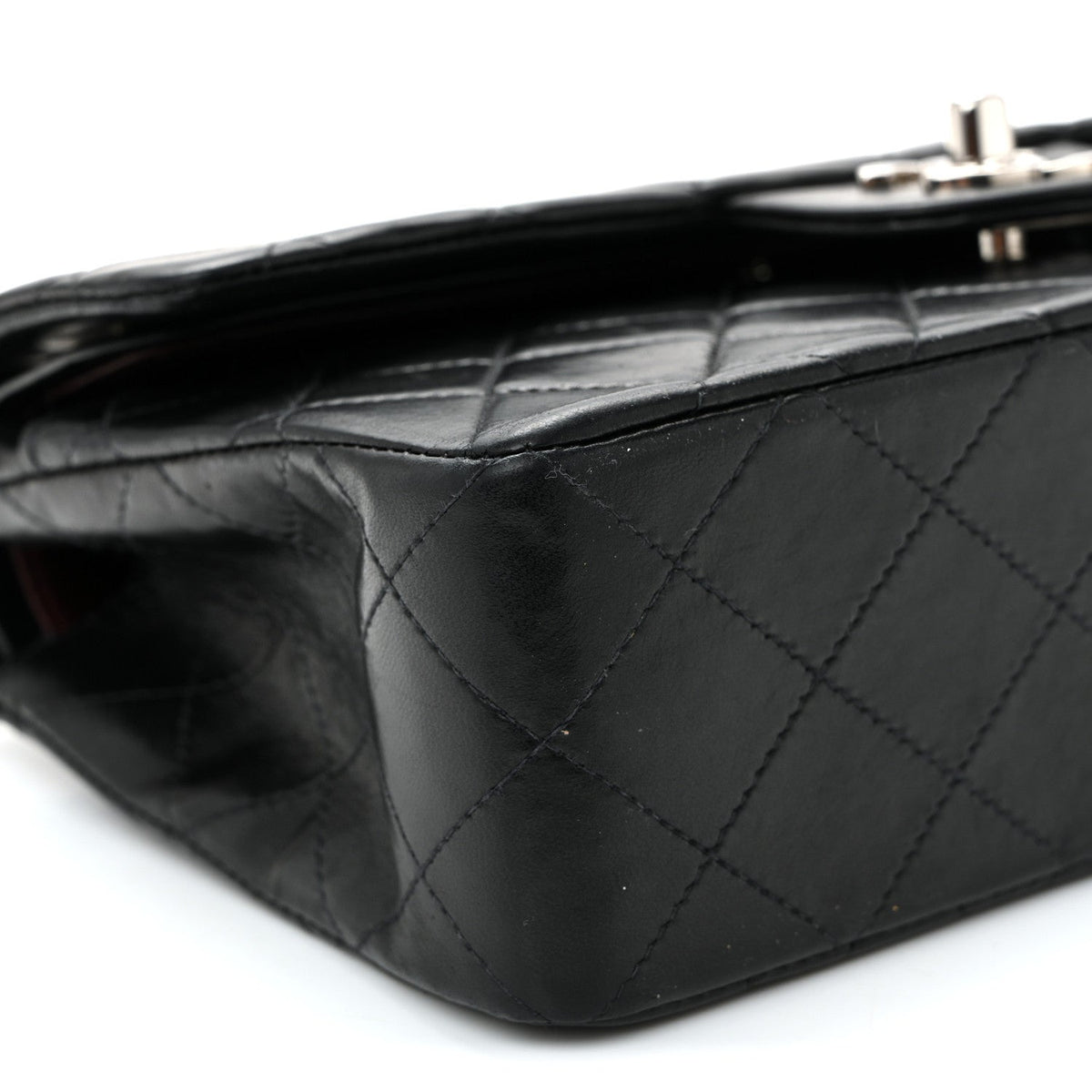 Lambskin Quilted Small Double Flap Black