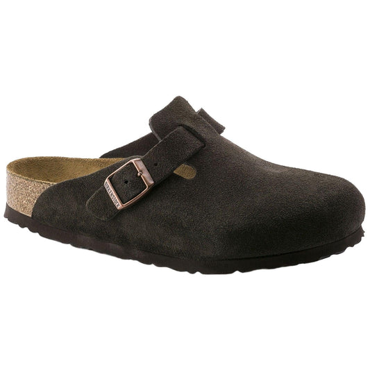Birkenstock Boston Suede Leather Soft Footbed Clog in Mocha