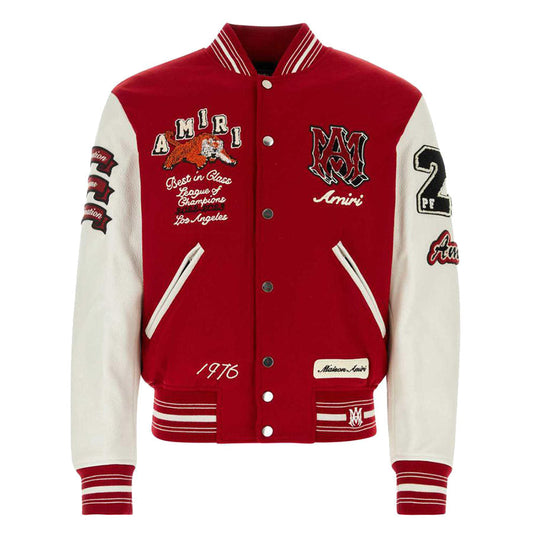 AMRI Varsity Vintage Patch Bomber Jacket