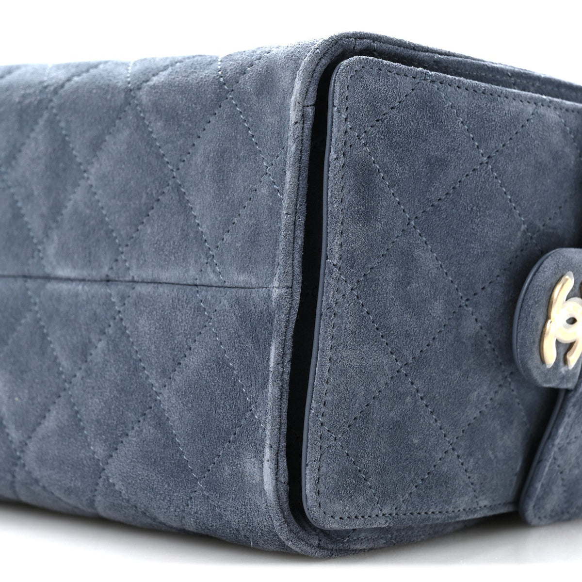 Suede Quilted Small Chanel 25 Handbag Blue
