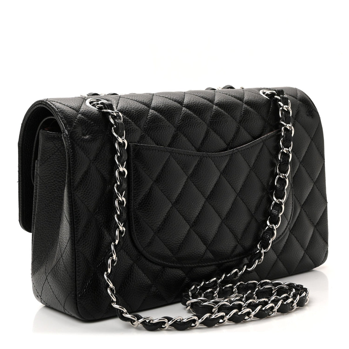 Caviar Quilted Medium Double Flap Black