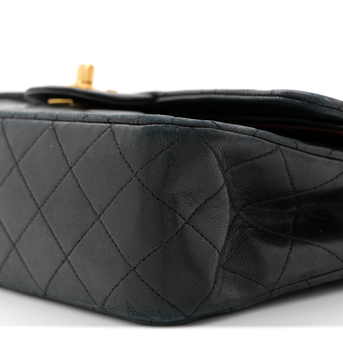 Lambskin Quilted Medium Double Flap Black