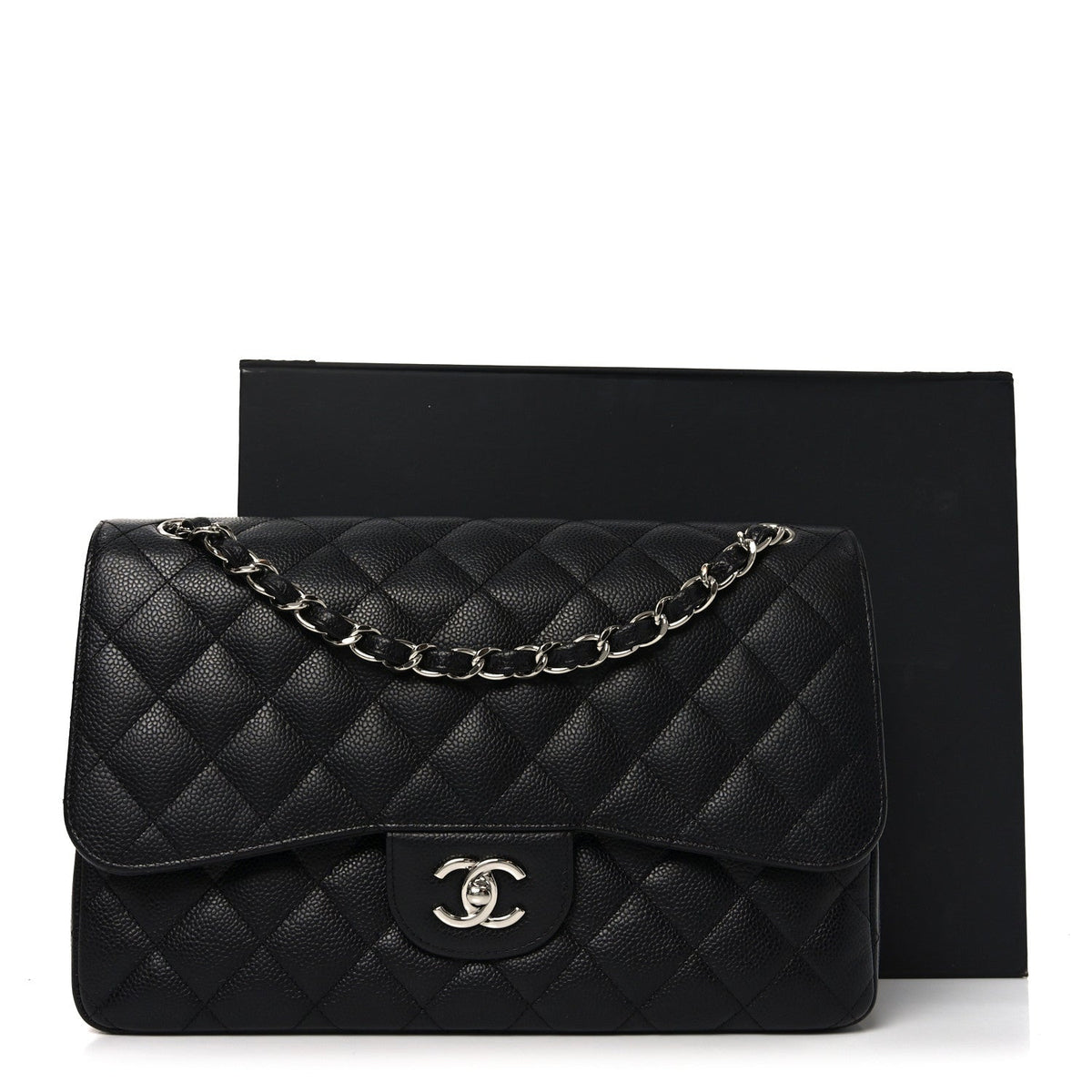 Caviar Quilted Jumbo Double Flap Black