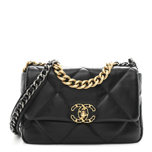 Lambskin Quilted Medium Chanel 19 Flap Black